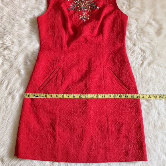 Anthropologie Moulinette Soeurs Toulouse Red Embellished Dress Size 8 - Picture 15 of 16